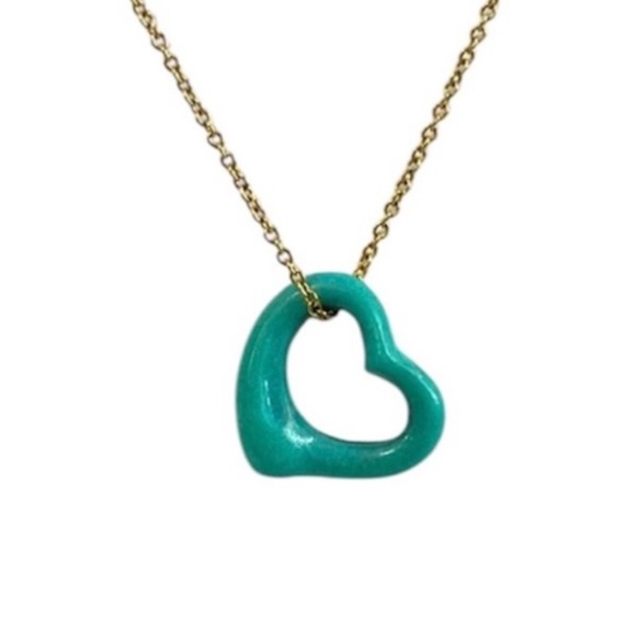 Tiffany gold turquoise 11 mm heart charm - Picture 12 of 12